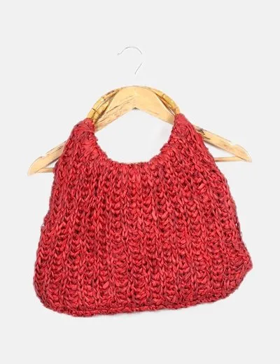 NoName Bolso rafia asas madera