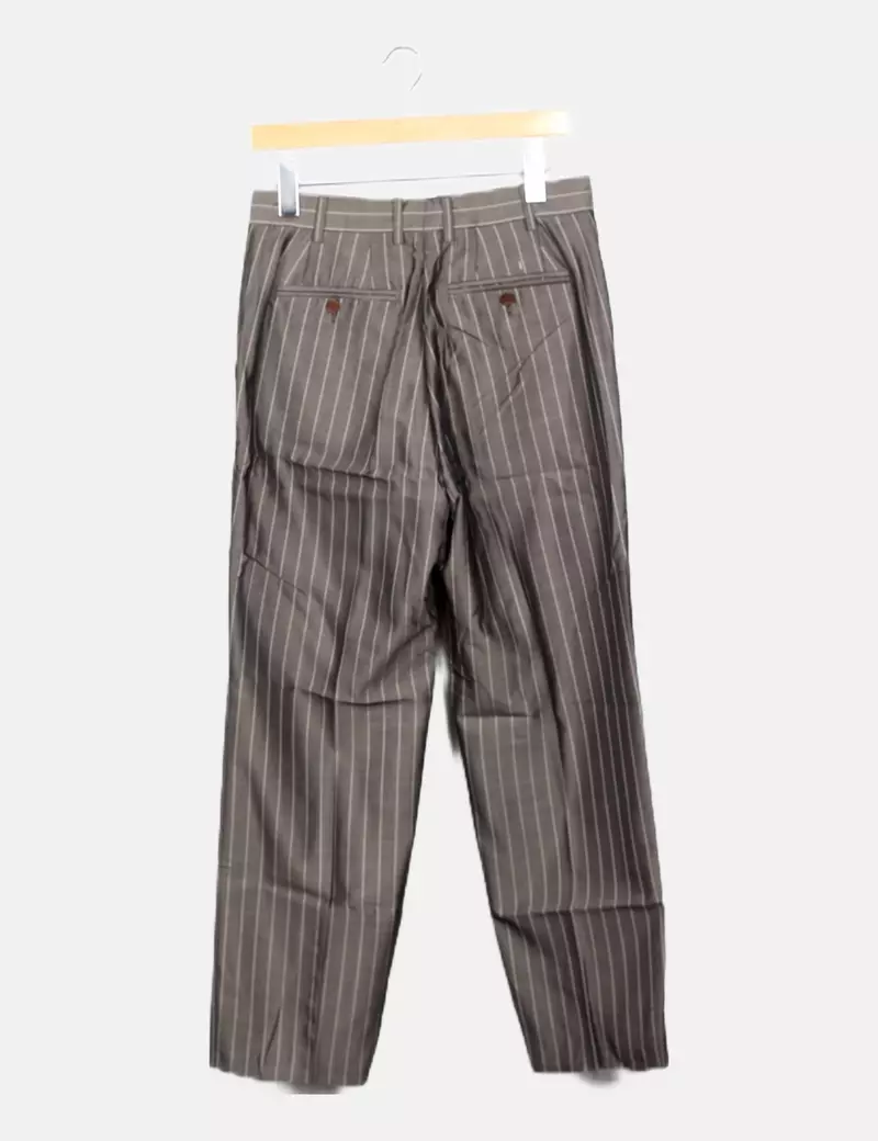 NoName Pantalón gris estampado rayas