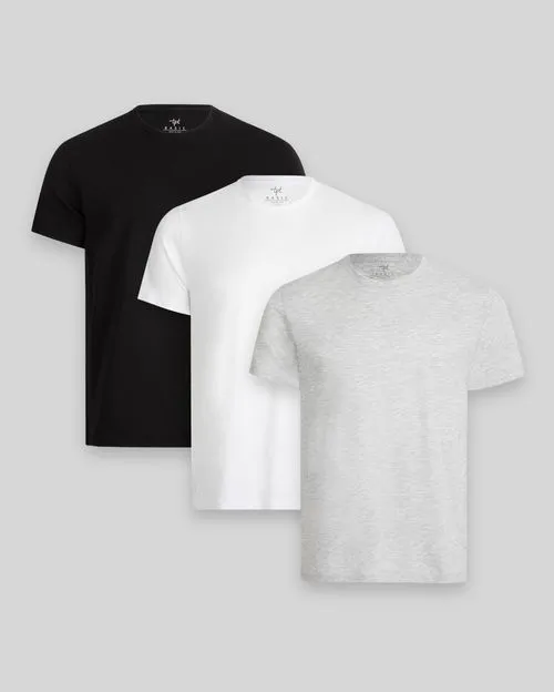 Pack de 3 polos Hombre Cuello Redondo Blanco / Gris Poly / Negro