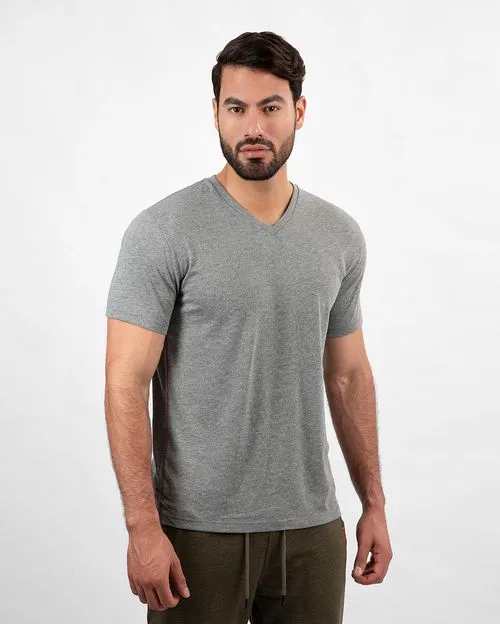 Pack de 3 polos Hombre Cuello V Gris Poly / Negro / Plomo Melange