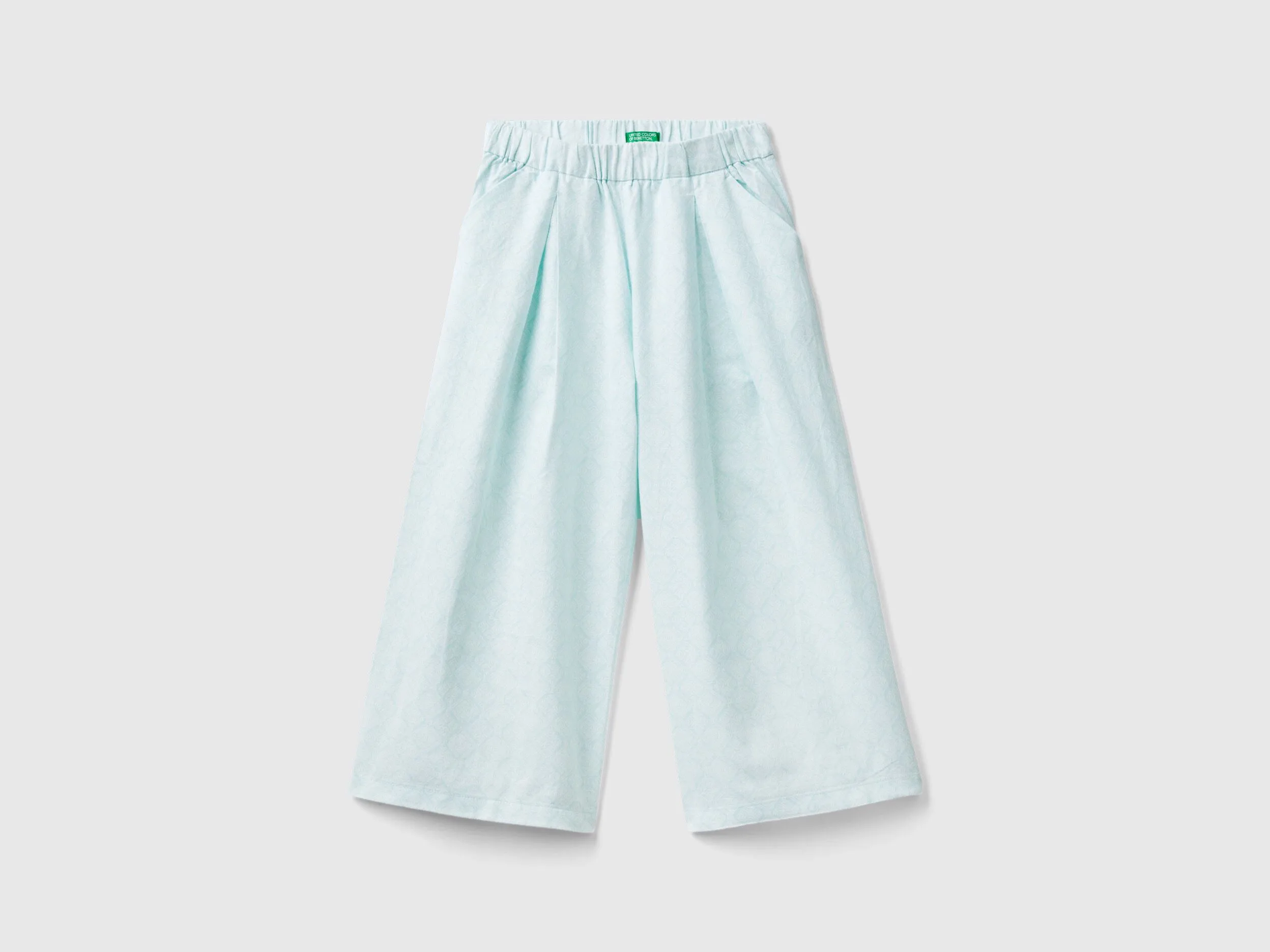 Pantalón estampado en mezcla de lino