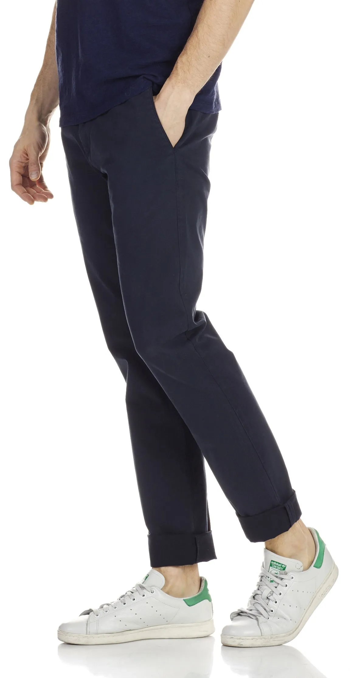 Pantalón chino slim de algodón elástico en azul