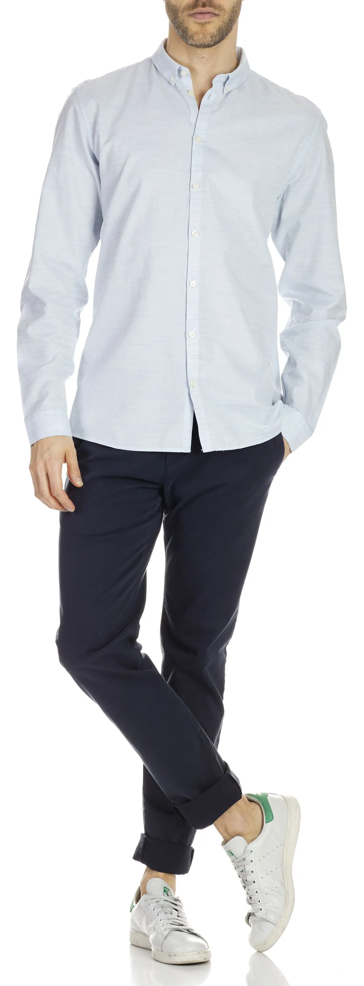 Pantalón chino slim de algodón elástico en azul