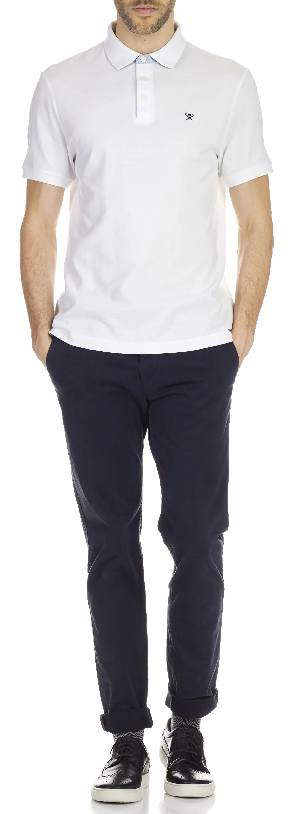 Pantalón chino slim de algodón elástico en azul