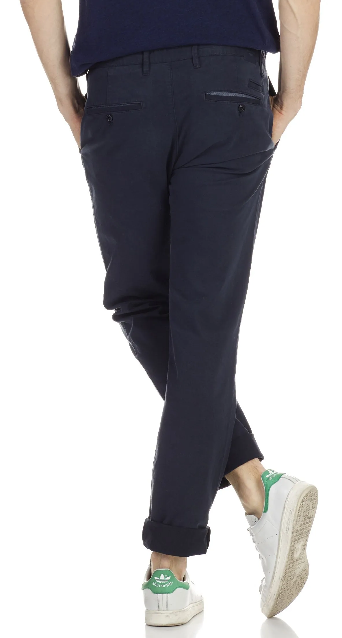 Pantalón chino slim de algodón elástico en azul