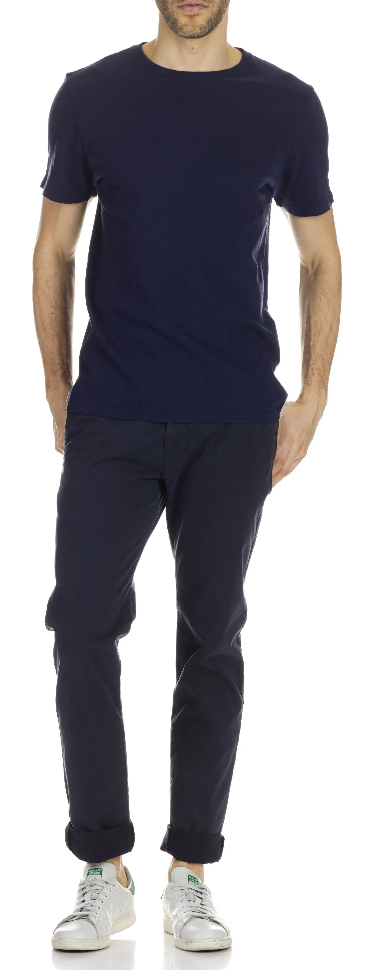 Pantalón chino slim de algodón elástico en azul