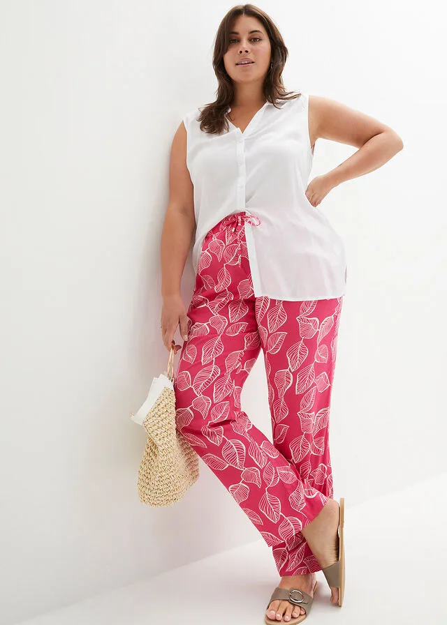 PANTALóN CON CINTURA ELáSTICA NEGROBLANCO ESTAMPADO