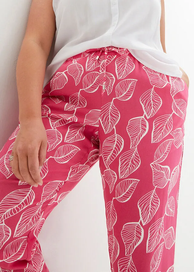 PANTALóN CON CINTURA ELáSTICA NEGROBLANCO ESTAMPADO