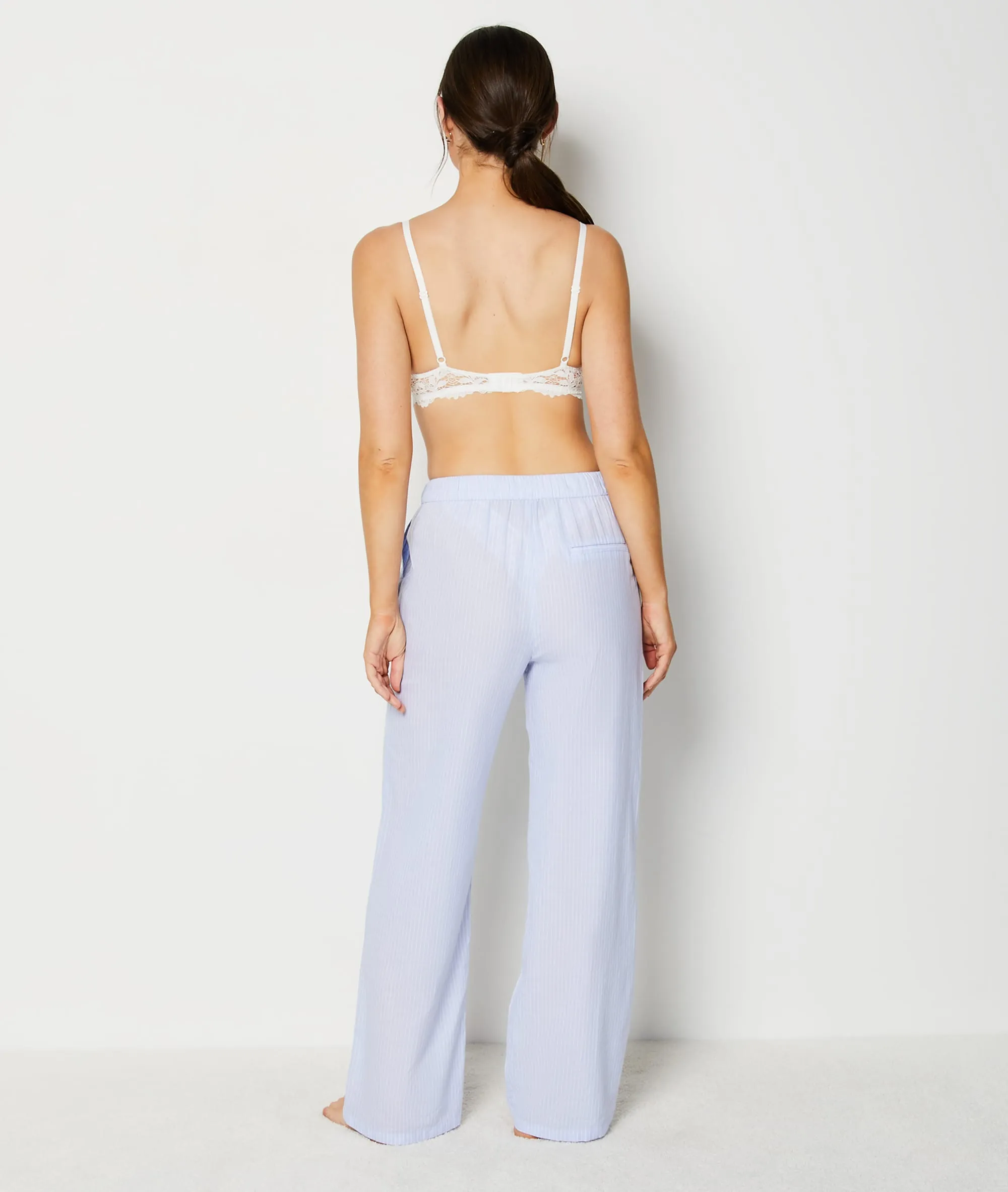 PANTALóN PIJAMA ESTAMPADO DE RAYAS DE ALGODóN BROOK BLEU CIEL  ETAM