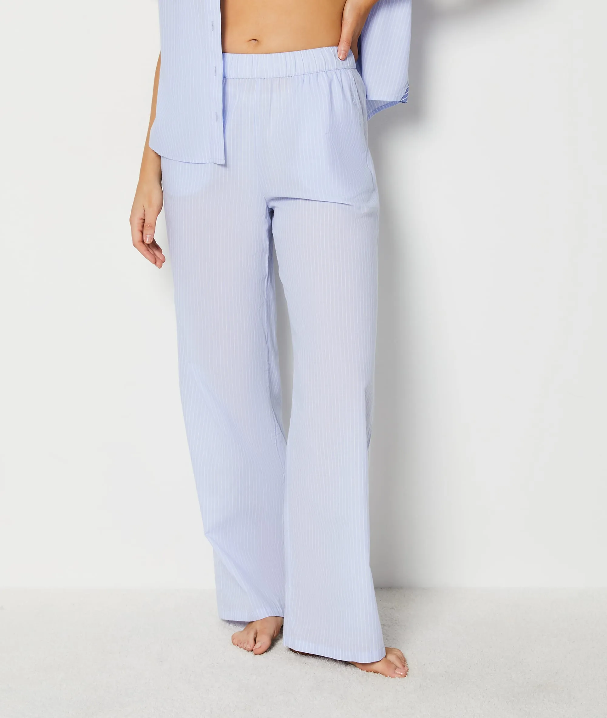 PANTALóN PIJAMA ESTAMPADO DE RAYAS DE ALGODóN BROOK BLEU CIEL  ETAM