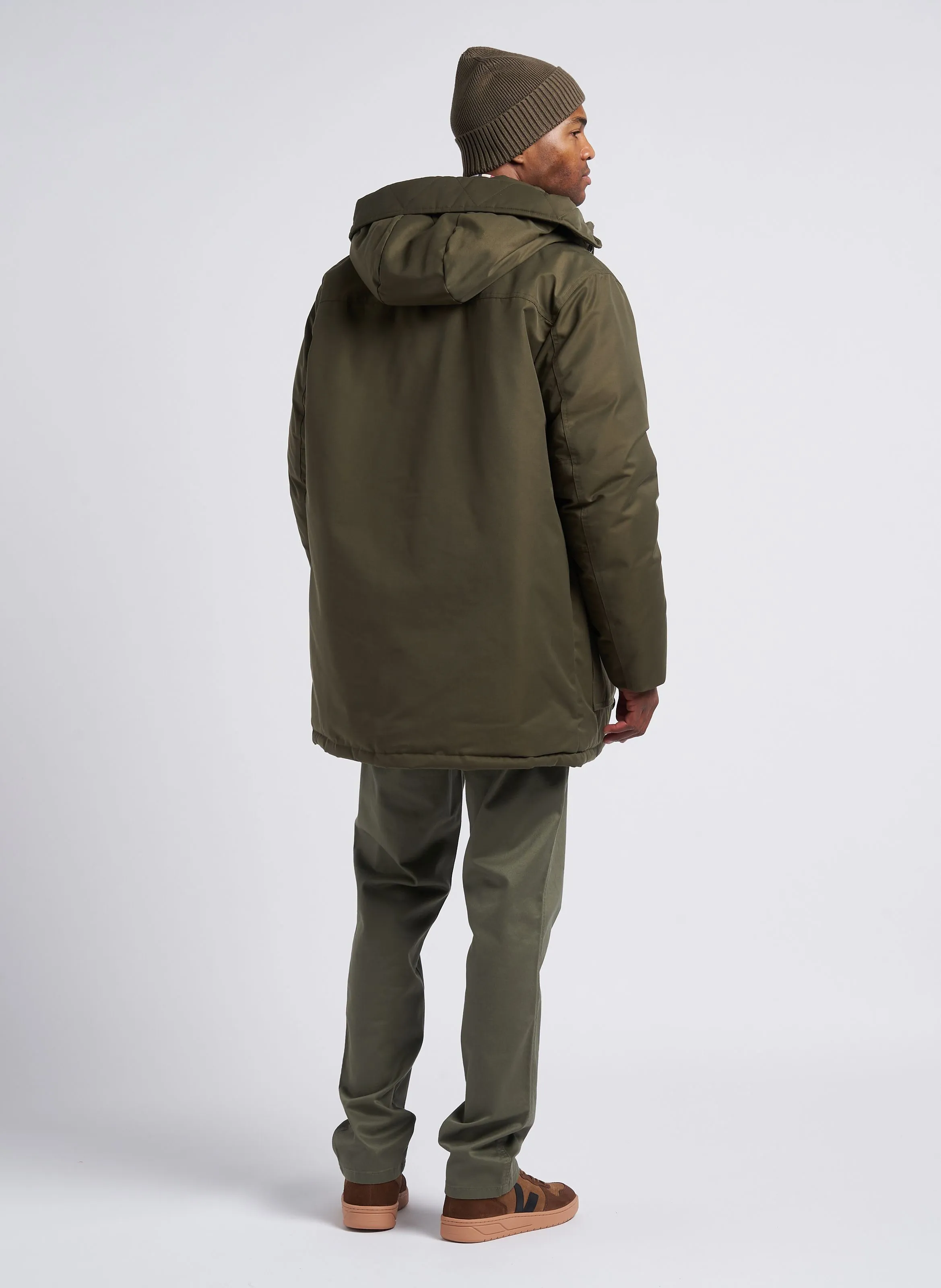Pantalón slim de mezcla de algodón en caqui