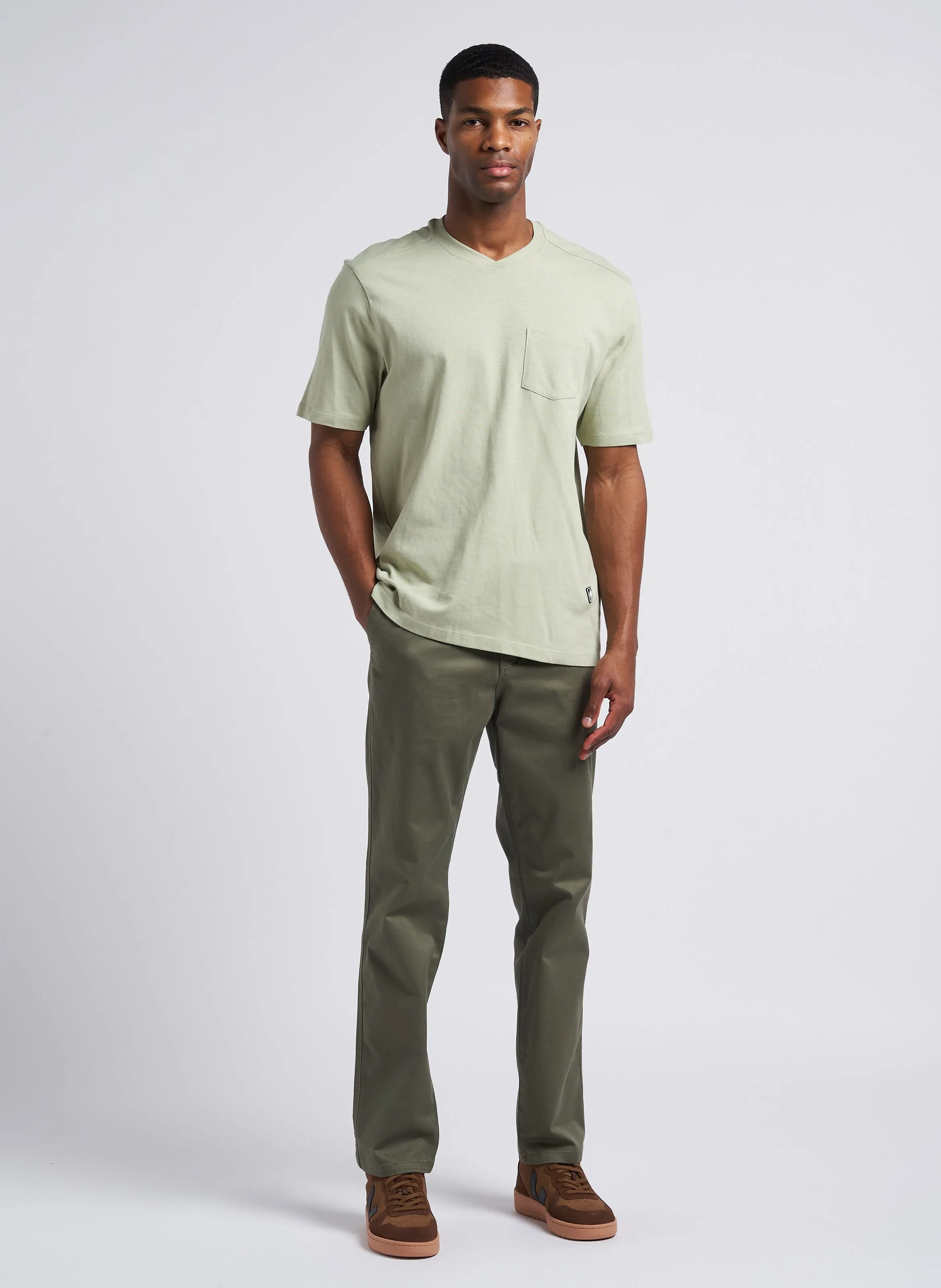 Pantalón slim de mezcla de algodón en caqui