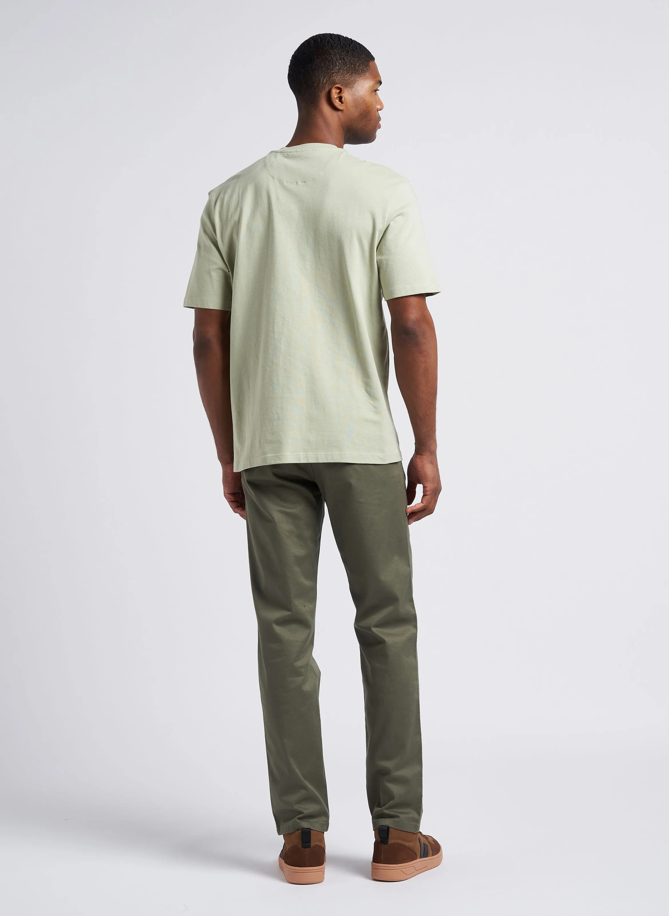 Pantalón slim de mezcla de algodón en caqui