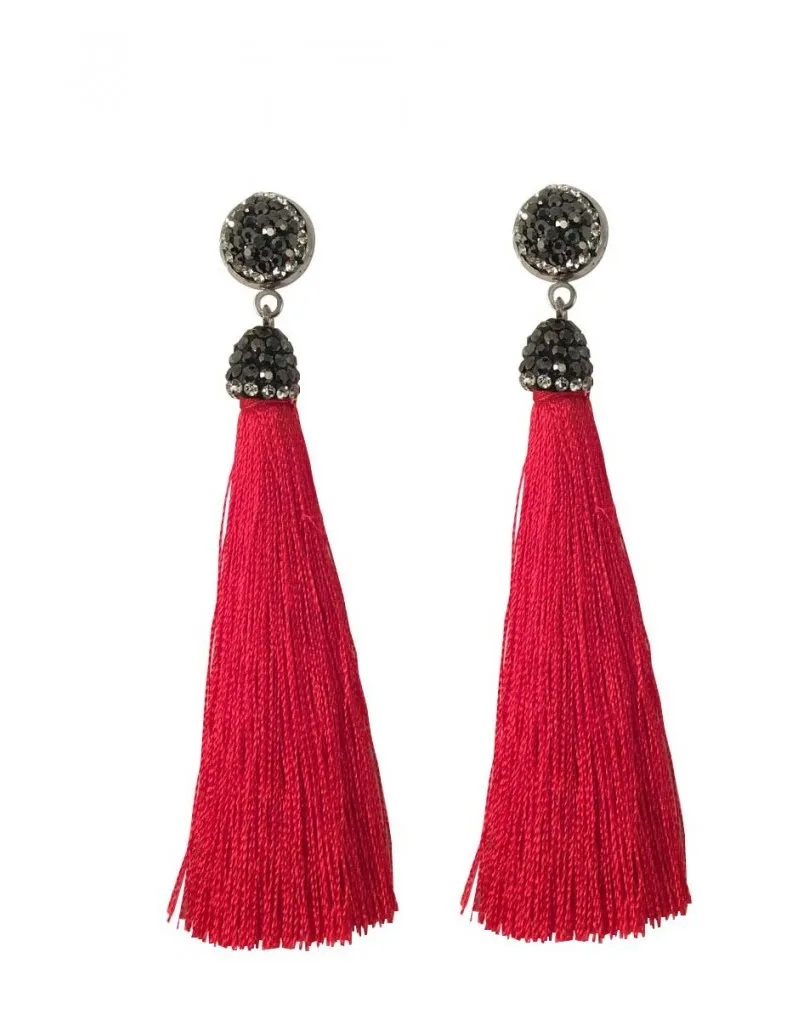 PENDIENTES MODA POMPON ROJOS