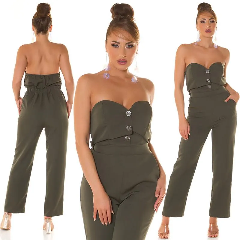 Peto bandeau khaki con botones
