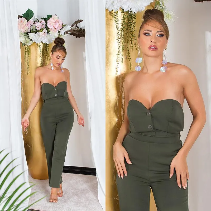 Peto bandeau khaki con botones