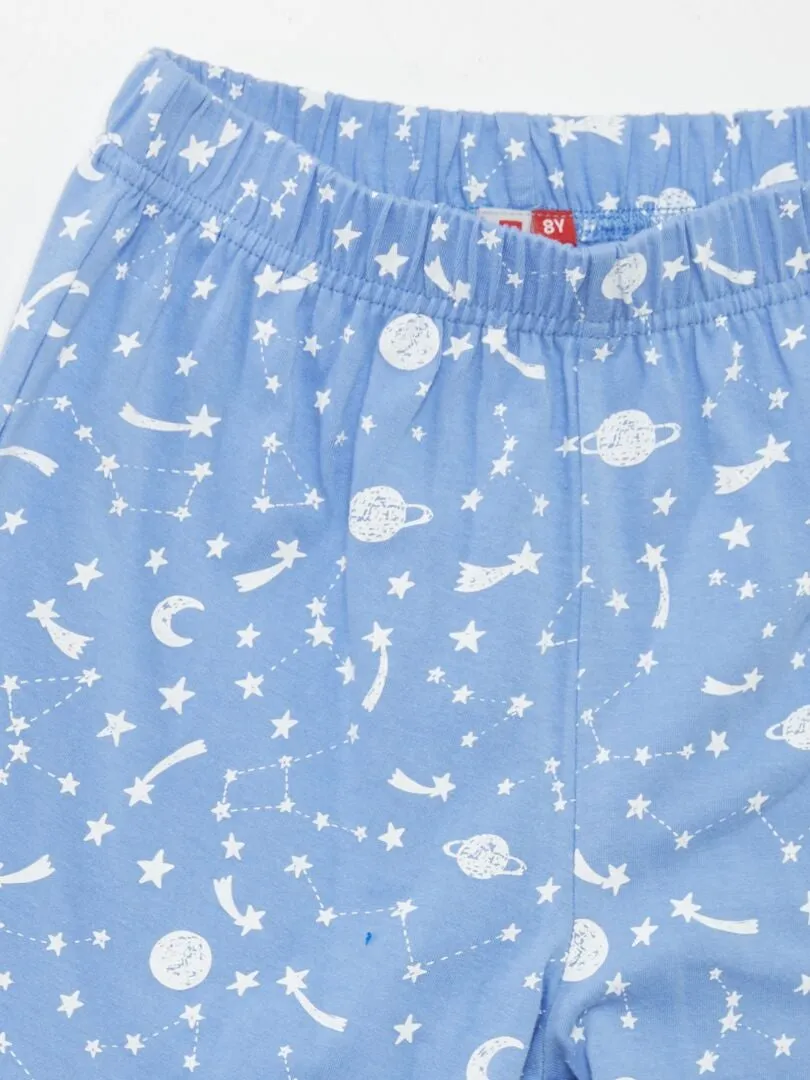 PIJAMA CORTO CAMISETA + SHORT  2 PIEZAS  AZUL