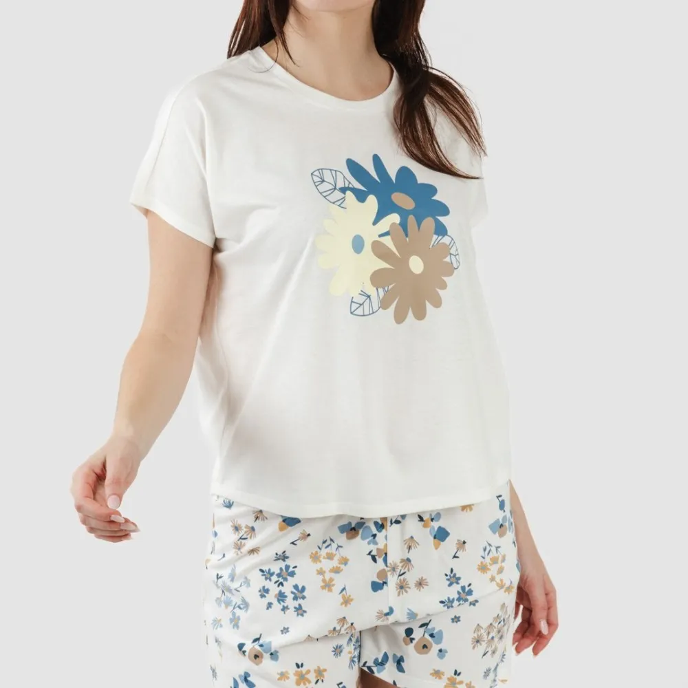 Pijama corto manga fluida algodón mujer Arauz indigo