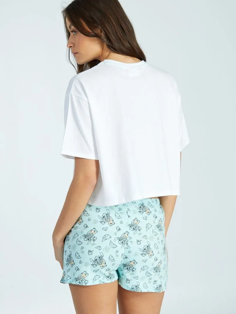 PIJAMA CORTO 'STITCH'  2 PIEZAS  AZUL