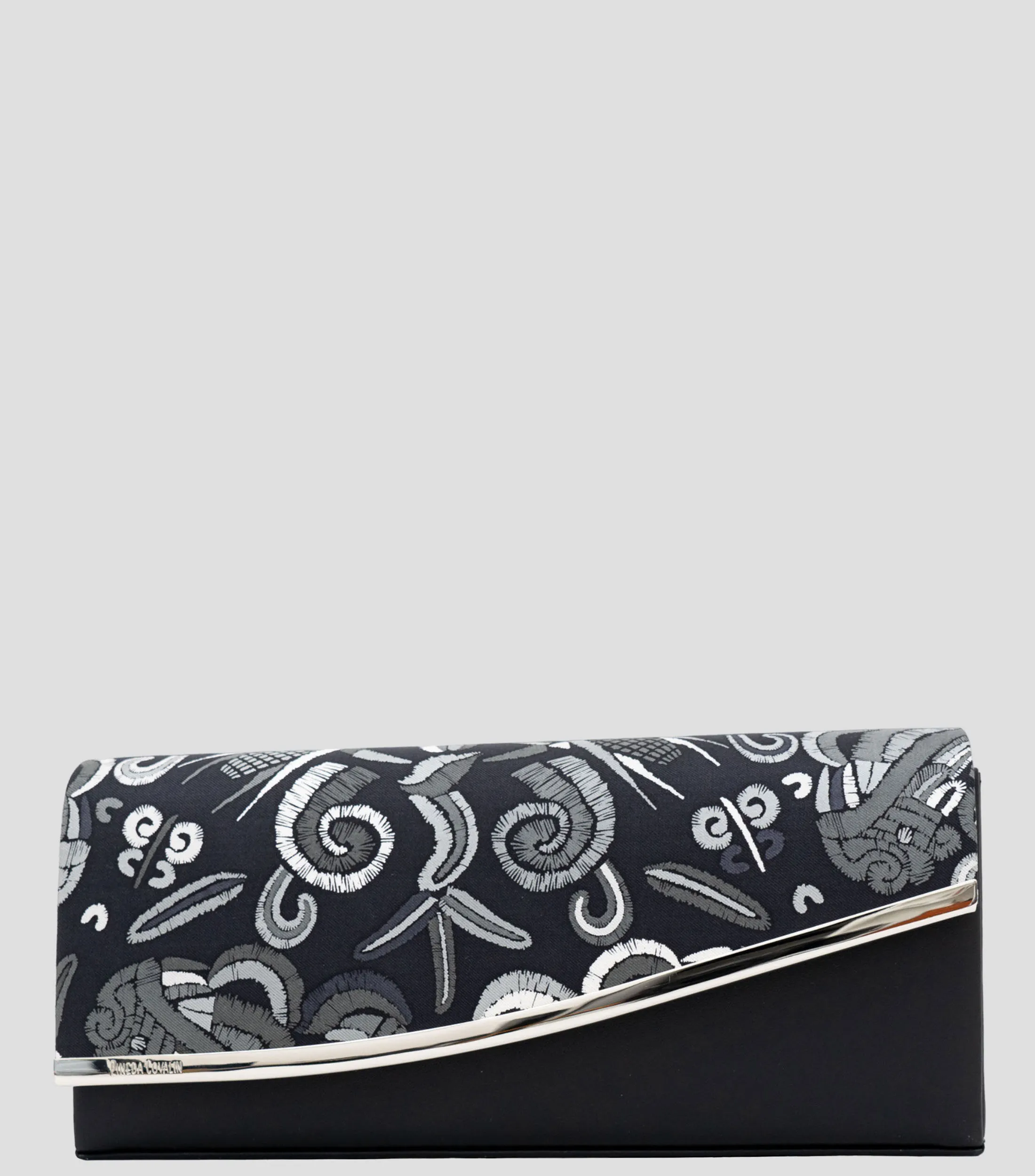 Pineda Covalin Bolso clutch gris en piel Akbal Quetzalcóatl Mujer
