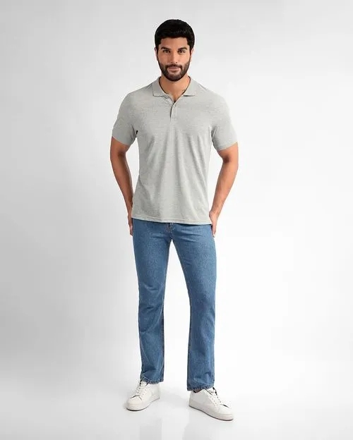 Polo Cuello Camisa Hombre Renato Gris Poly