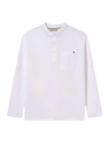 Polo Mayoral Cuello Panadero Blanco Para Niño