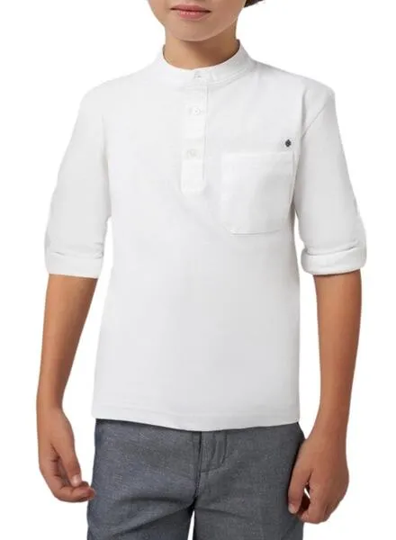 Polo Mayoral Cuello Panadero Blanco Para Niño