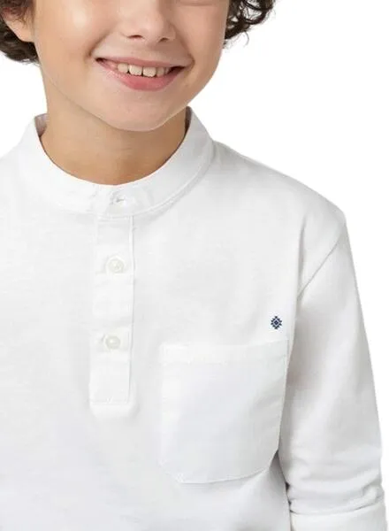 Polo Mayoral Cuello Panadero Blanco Para Niño