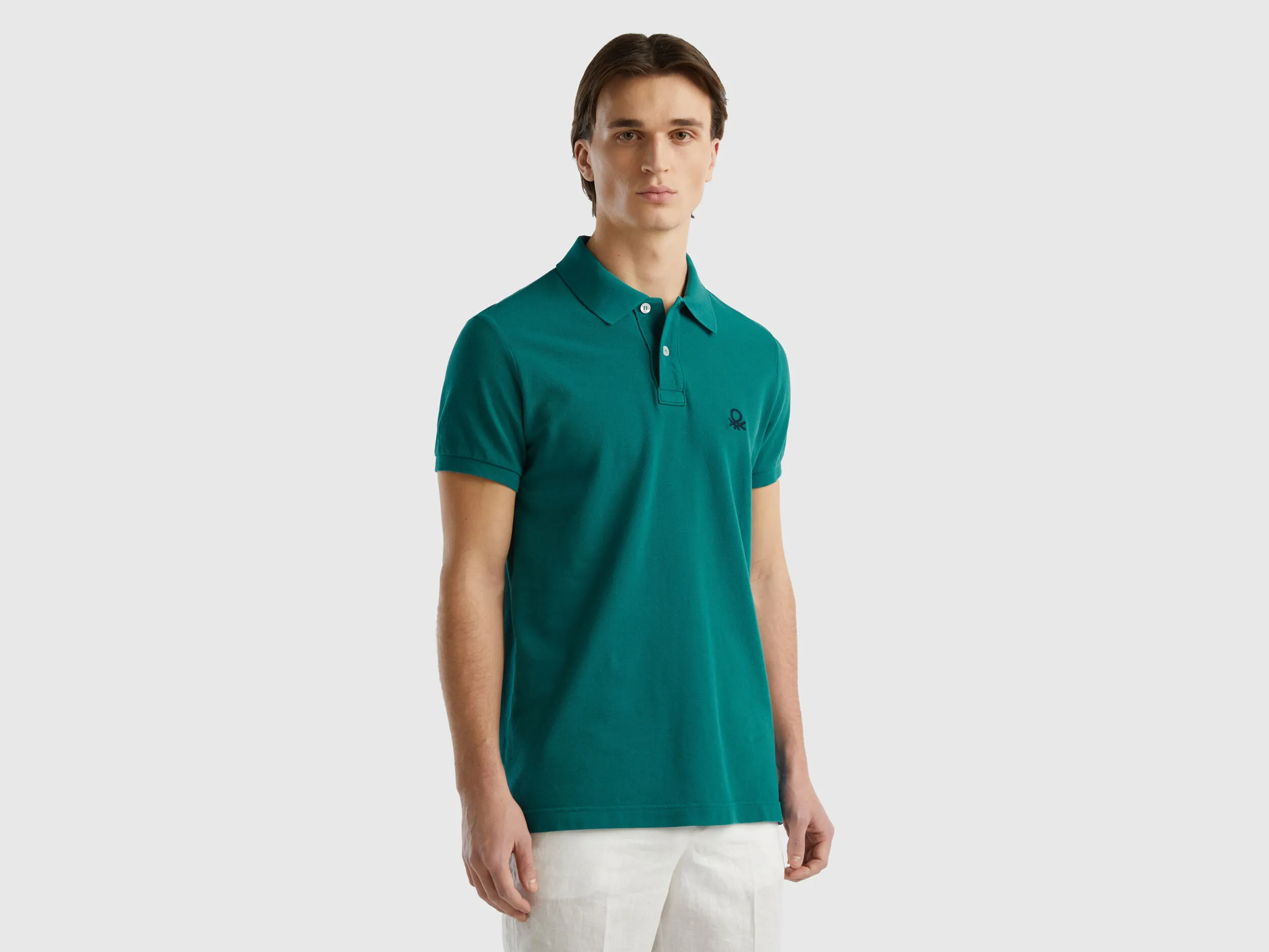 Polo verde petróleo slim fit