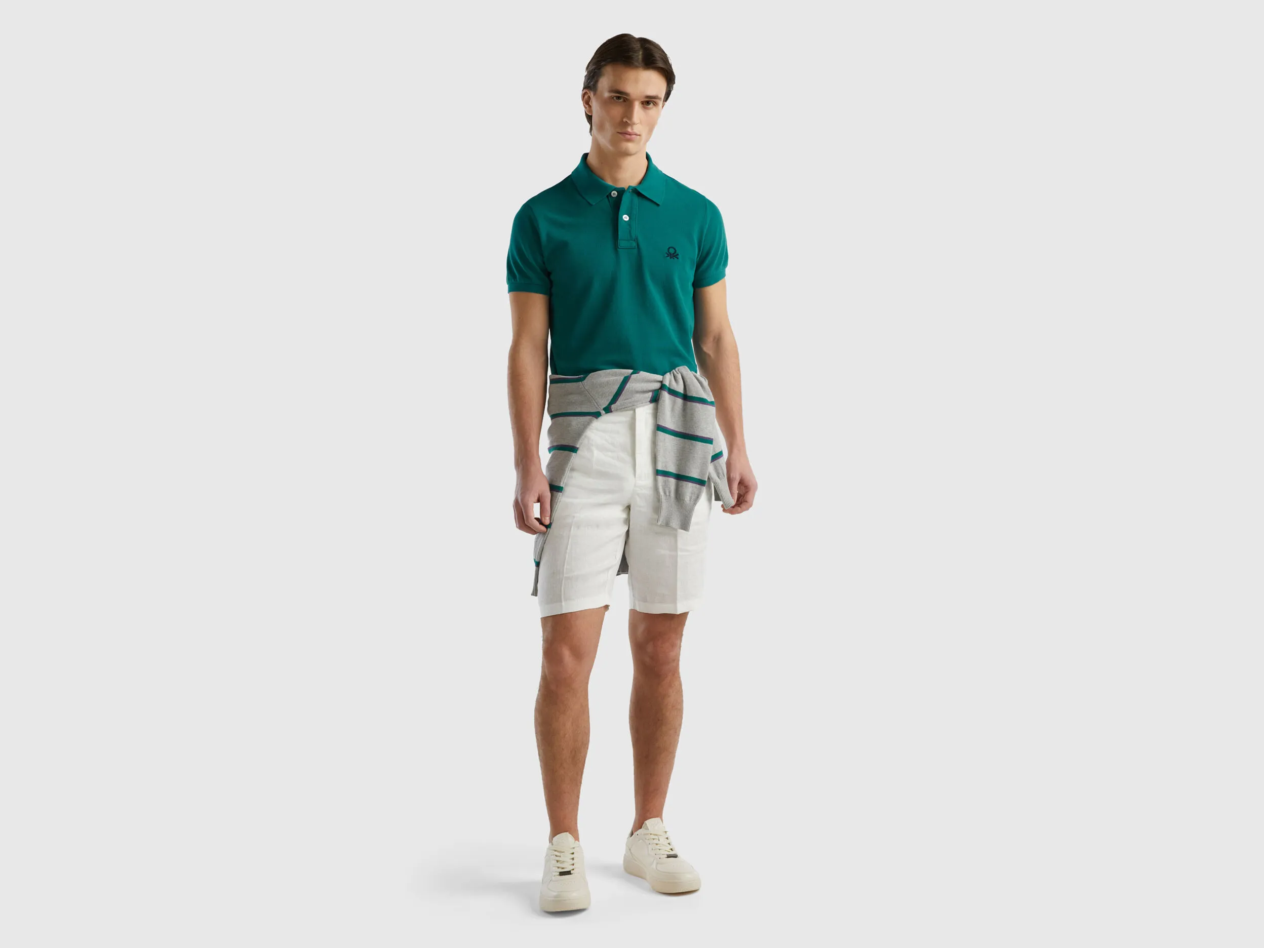 Polo verde petróleo slim fit