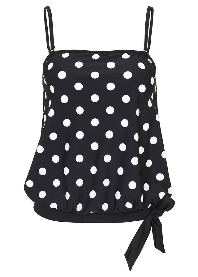 PRENDA SUPERIOR DE TANKINI NEGROBLANCO DE LUNARES
