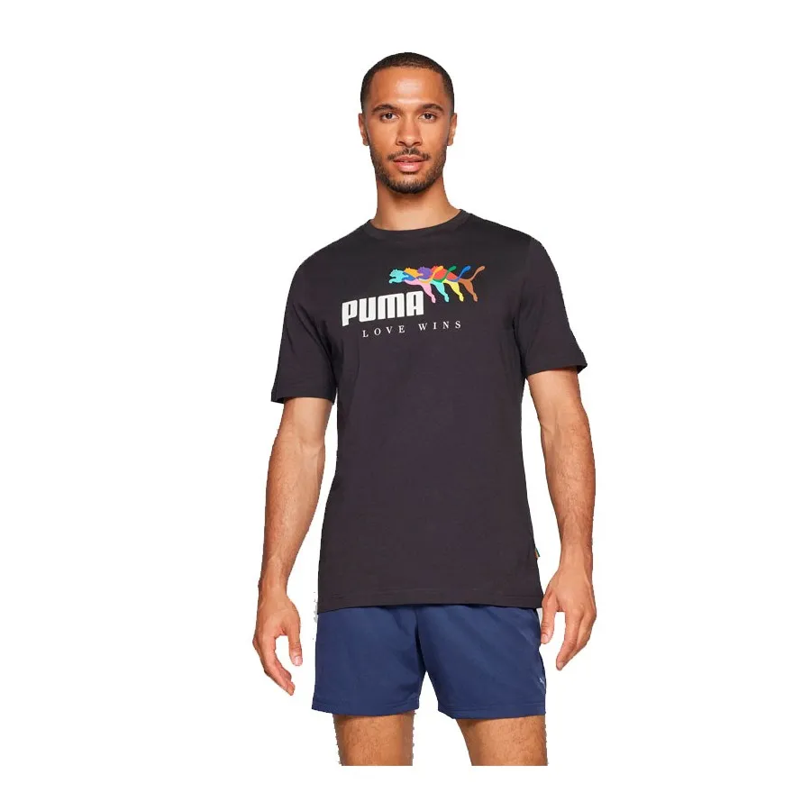 PUMA Camiseta Hombre ESS+LOVE WINS TEE BLACK
