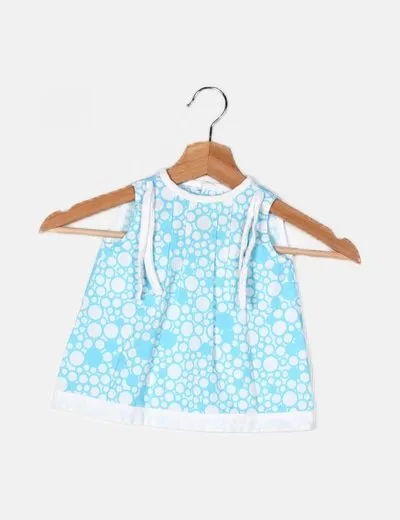 Raixa Vestido azul bicolor estampado geométrico