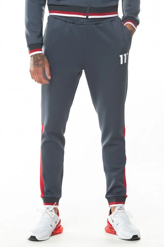 RIBBED POLY TRACK PANTS ANTHRACITE /SKI PATROL RED