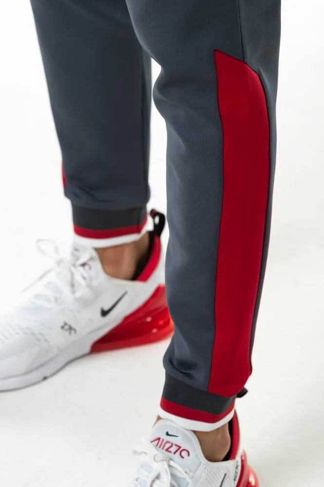 RIBBED POLY TRACK PANTS ANTHRACITE /SKI PATROL RED
