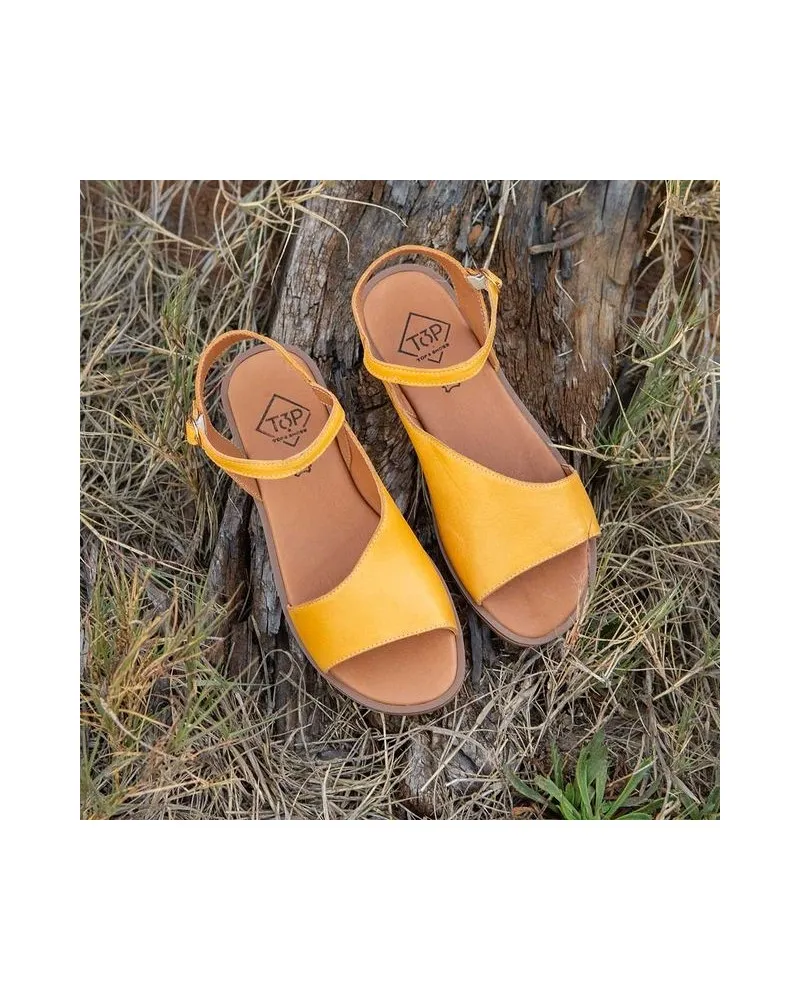 Sandalia de piel plana 21615 negra TOP3SHOES