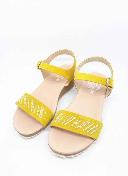 sandalia nens,brillantes,serraje amarillo
