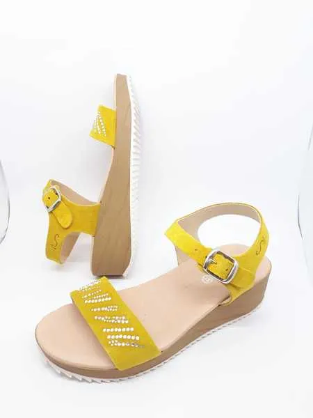 sandalia nens,brillantes,serraje amarillo