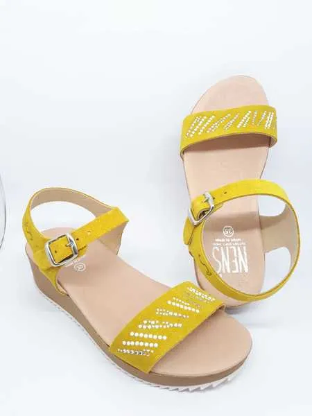 sandalia nens,brillantes,serraje amarillo