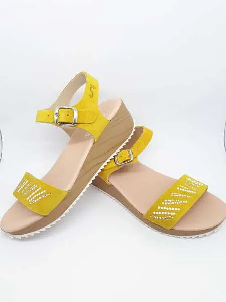 sandalia nens,brillantes,serraje amarillo