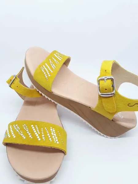 sandalia nens,brillantes,serraje amarillo