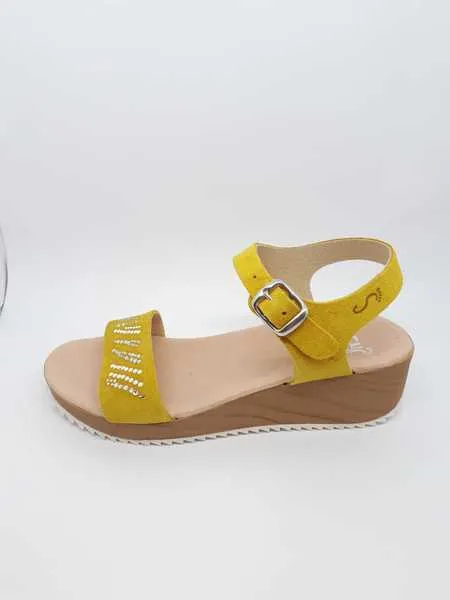 sandalia nens,brillantes,serraje amarillo