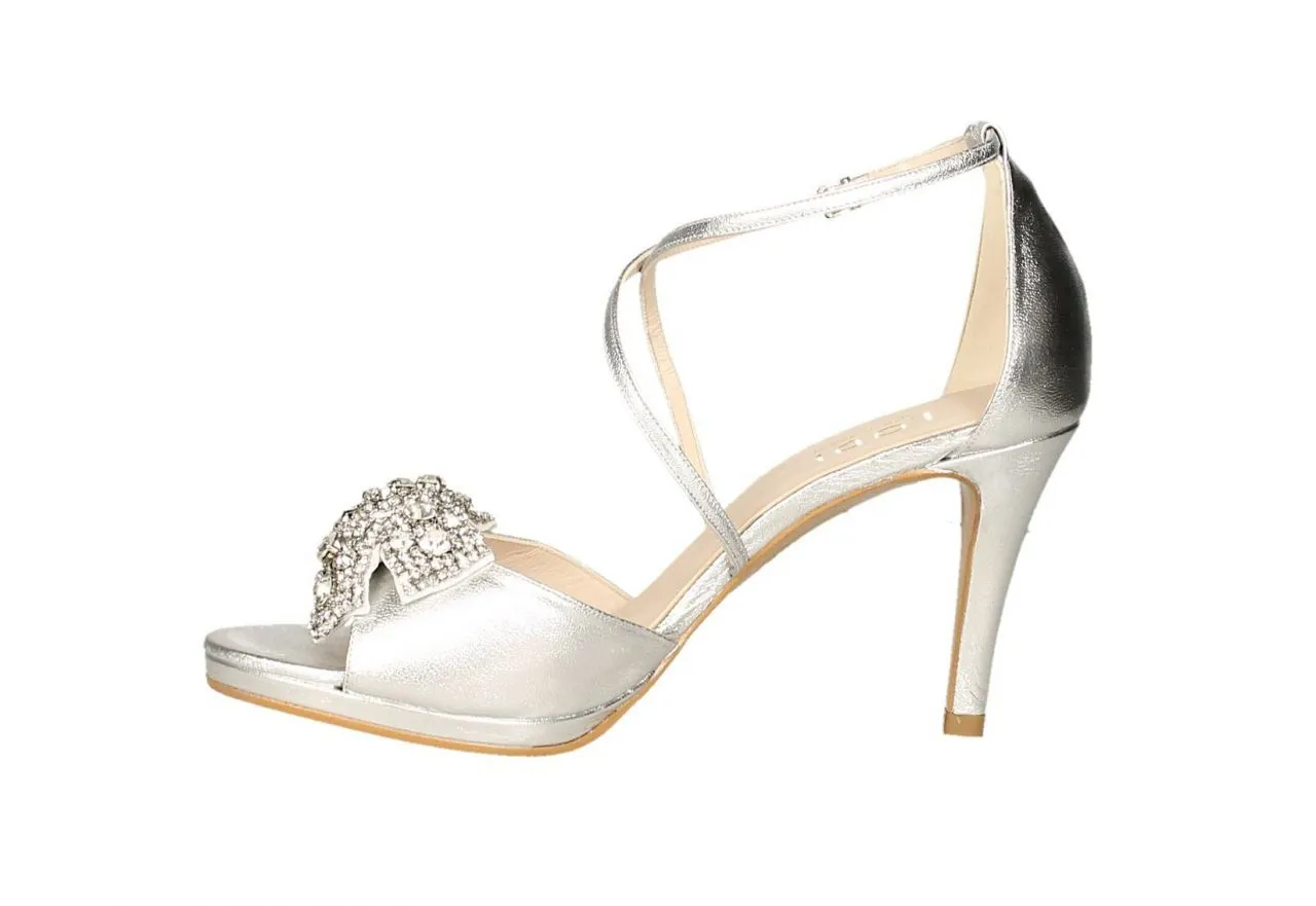 Sandalia Plata Lazo Brillantes Cruzada Empeine