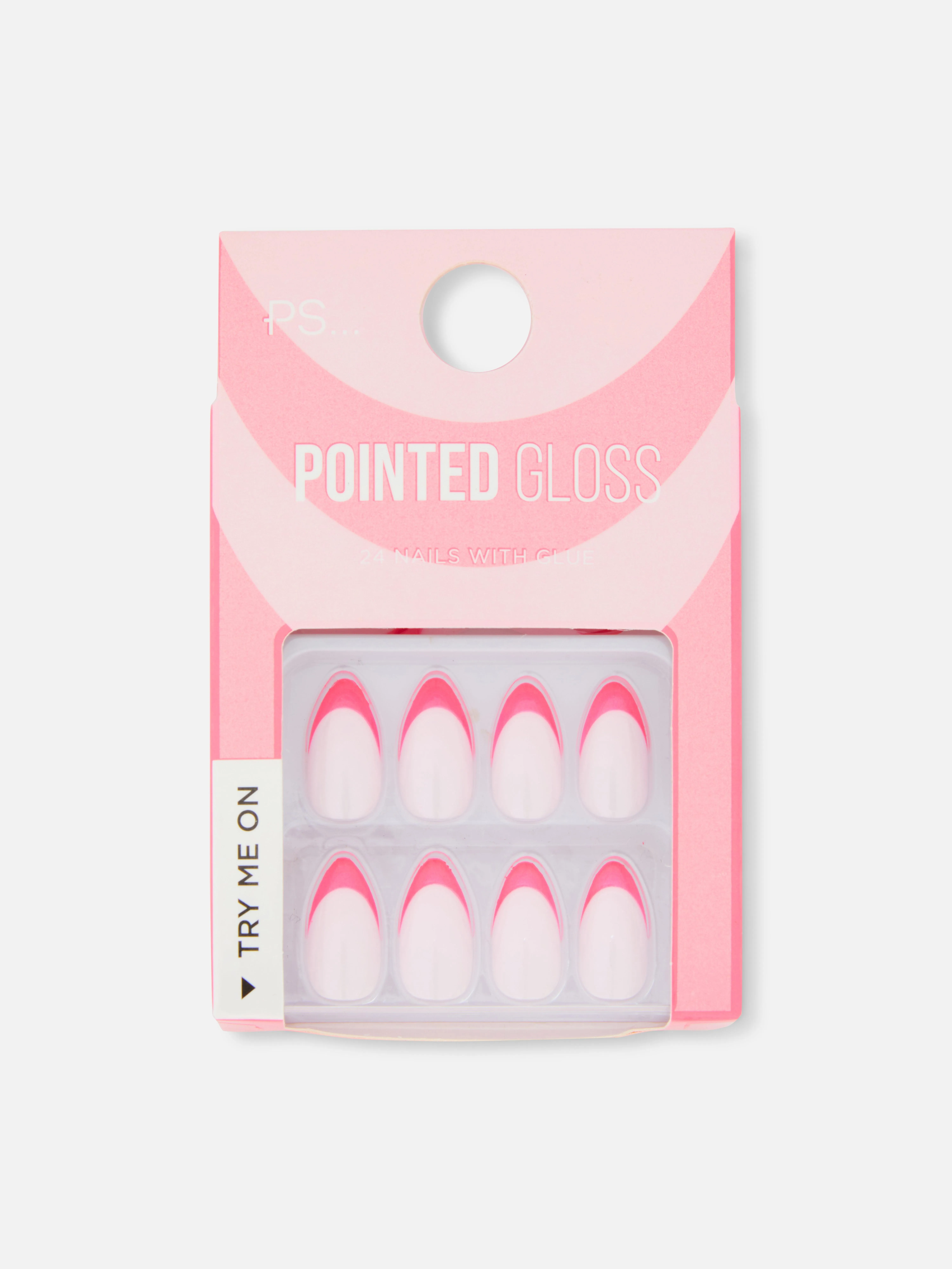 Set de 24 uñas postizas brillantes y puntiagudas de PS...