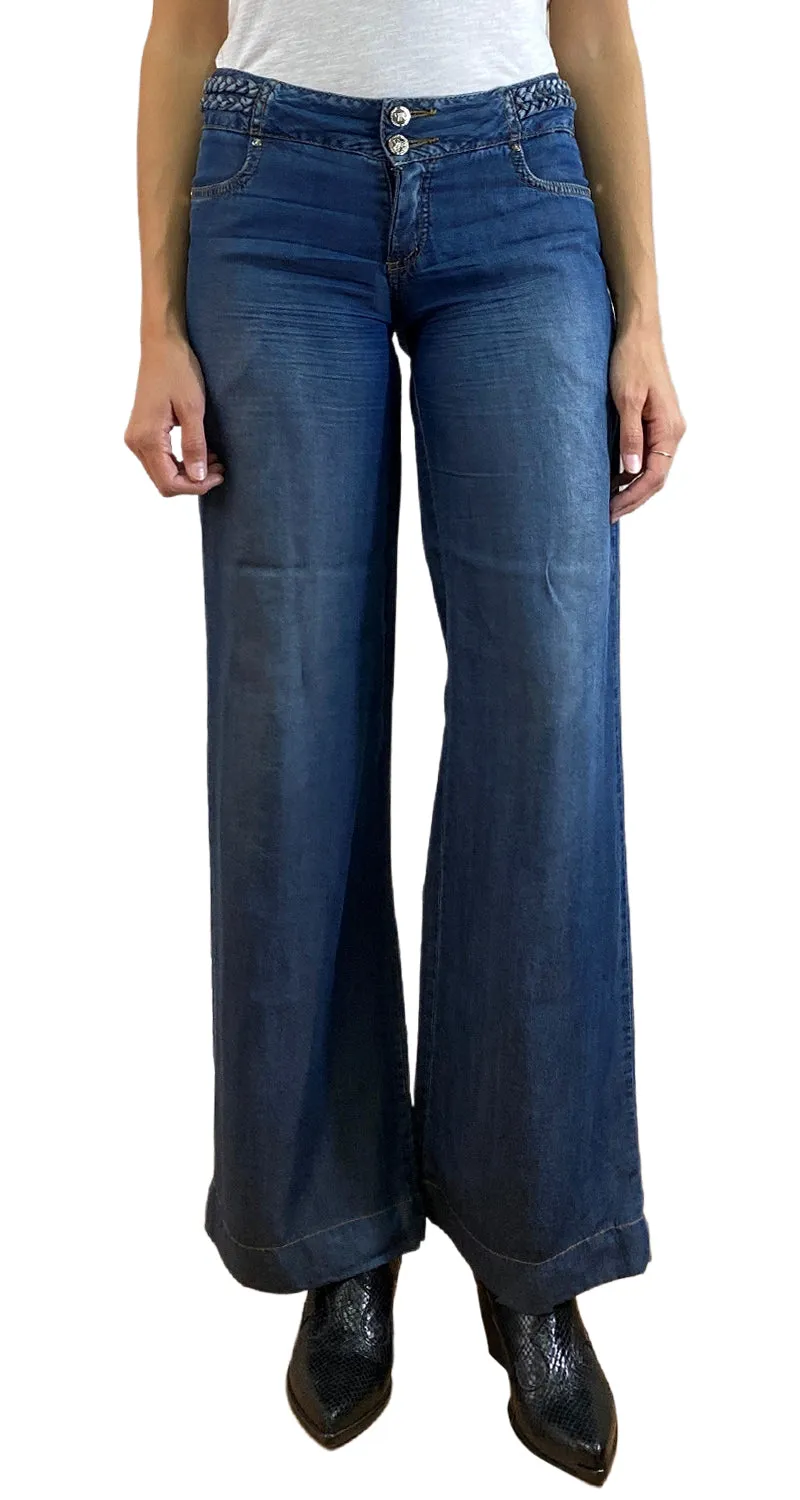 STUDIO F Pantalón Denim Trenzas