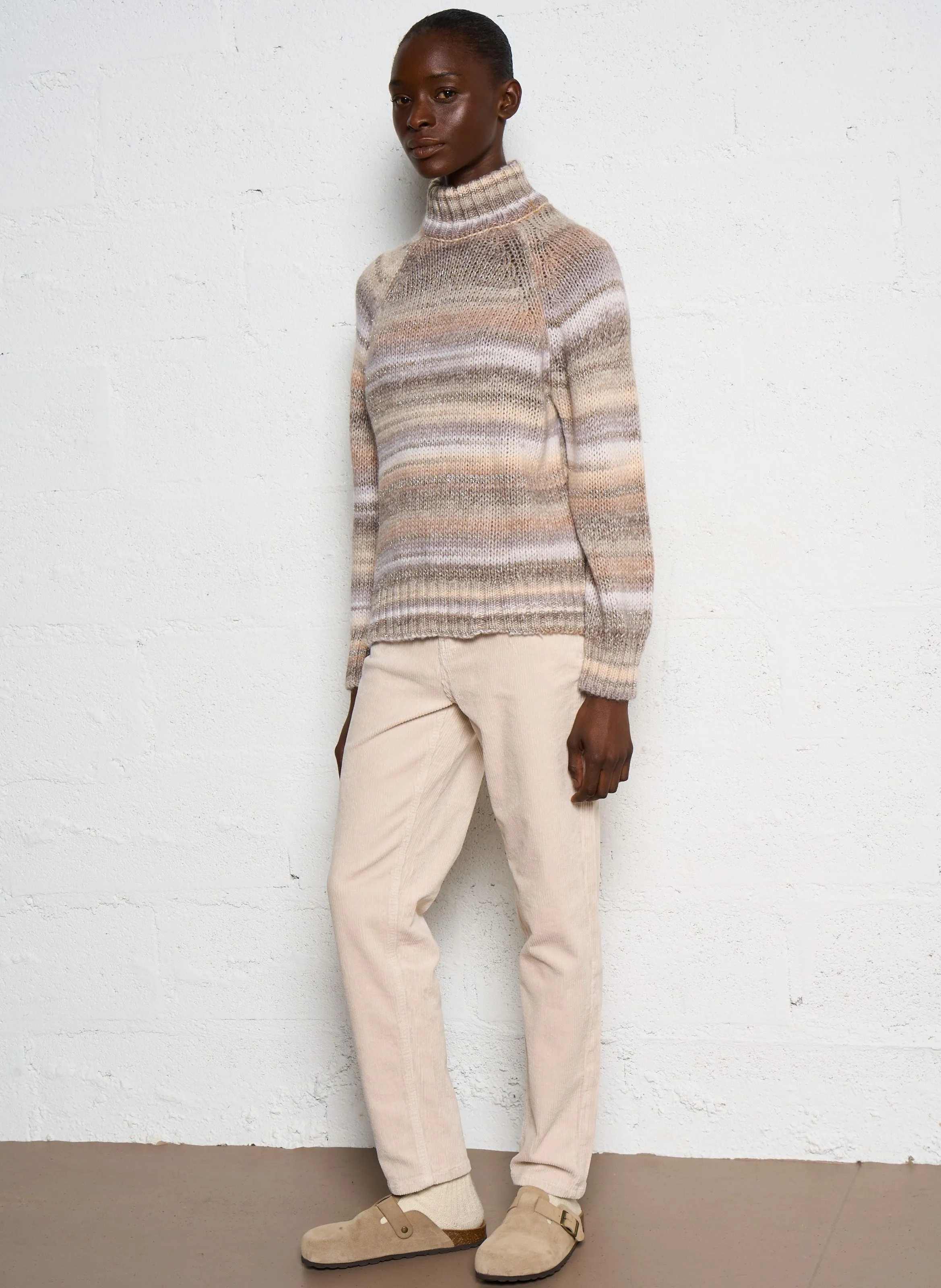 SUD EXPRESS PAVLINA  PANTALóN RECTO DE PANA DE ALGODóN ELáSTICO EN BEIGE