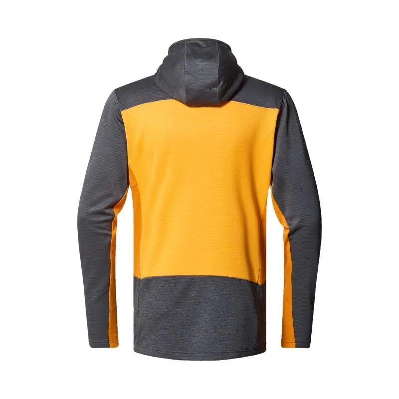 Sudadera técnica de hombre Haglöfs Roc Flash Mid Hood (magnetita/amarillo soleado)