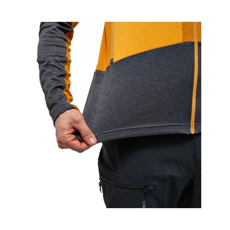 Sudadera técnica de hombre Haglöfs Roc Flash Mid Hood (magnetita/amarillo soleado)