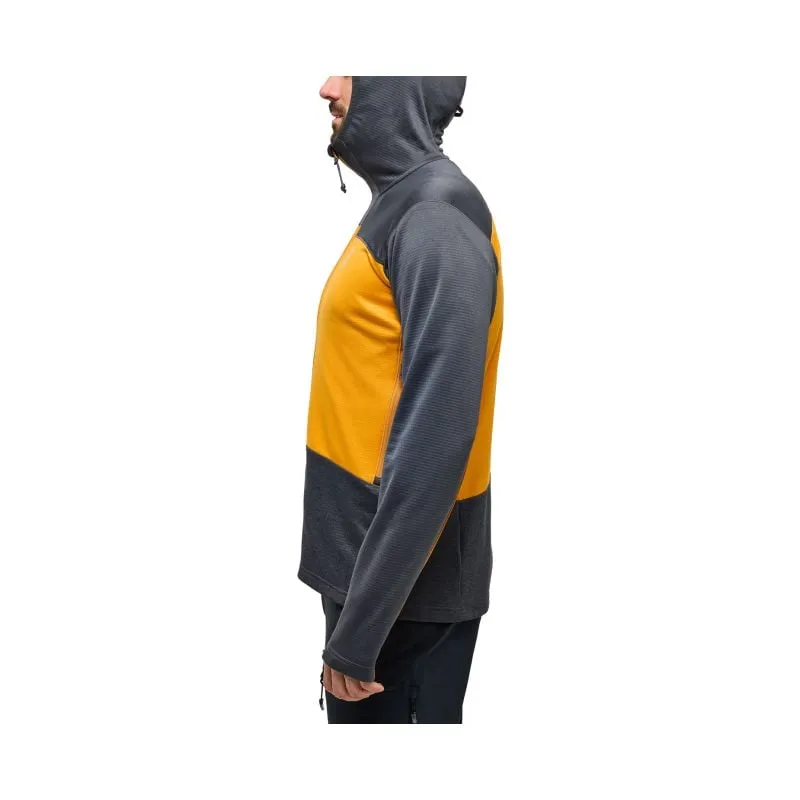Sudadera técnica de hombre Haglöfs Roc Flash Mid Hood (magnetita/amarillo soleado)
