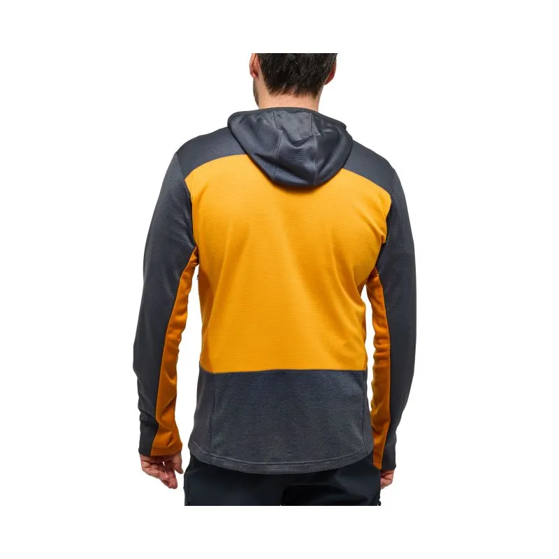 Sudadera técnica de hombre Haglöfs Roc Flash Mid Hood (magnetita/amarillo soleado)